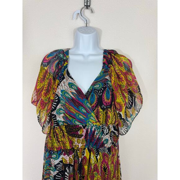 Magic XL Multicolor Boho Peacock Print Maxi Dress - Picture 2 of 7